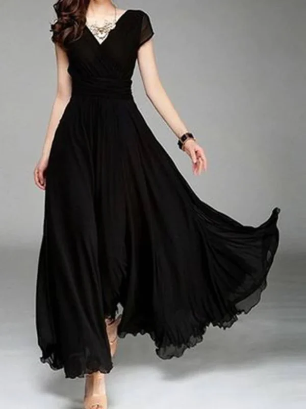 CHIFFON BLACK MAXI PLAIN